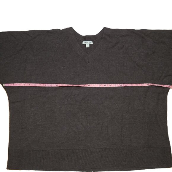 Coldwater Creek Brown Wool Blend Relaxed Short Sleeve V-neck Sweater. - Picture 2 of 5